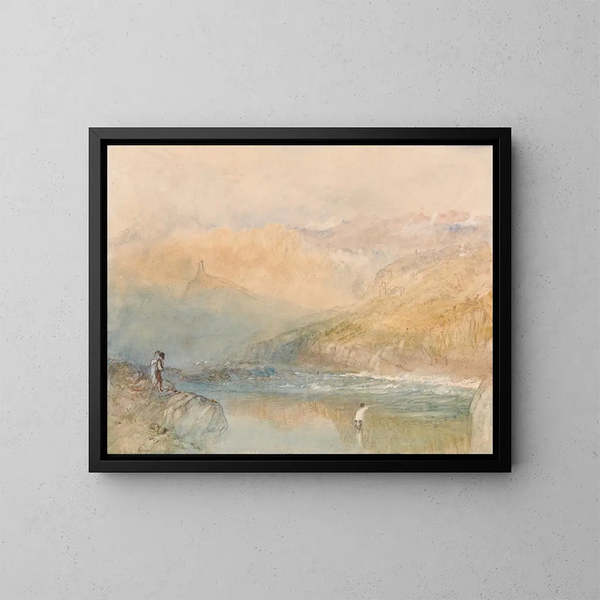 Mosel-joen rannalla Traben-Trarbachin lähellä - Joseph Mallord William Turner — kehystetty taideteos seinällä