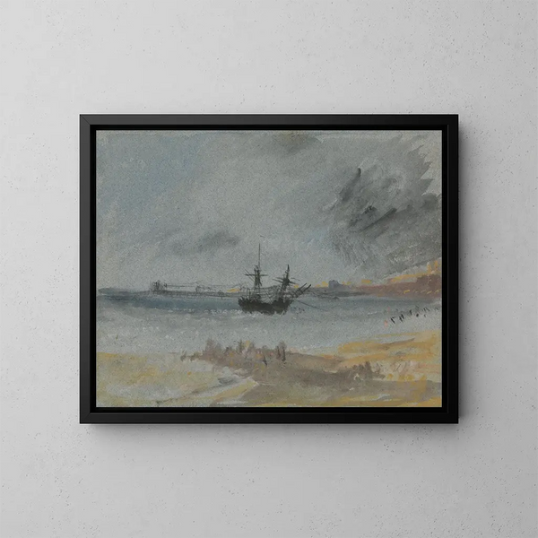 Uppoutunut laiva Brightonissa - Joseph Mallord William Turner — kehystetty taideteos seinällä