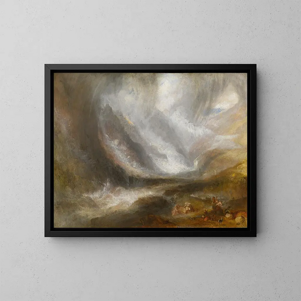 Vallée d'Aoste: lumimyrsky, lumivyöry ja ukkonen - Joseph Mallord William Turner — kehystetty taideteos seinällä