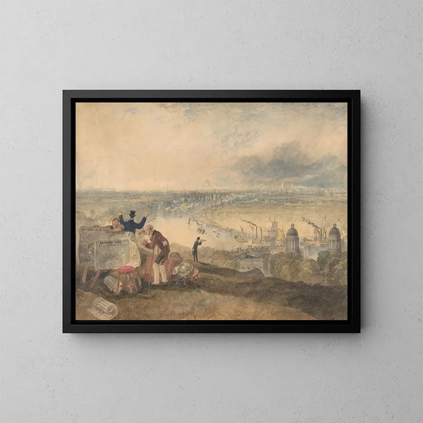 Näkymä Lontoosta Greenwichistä - Joseph Mallord William Turner — kehystetty taideteos seinällä