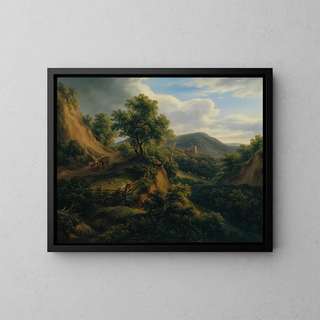 Joseph Mssmer - Waldige Berglandschaft mit Ruine.webp
