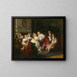 Yksi lukukokemus Madame de Sévigné'n luona - Joseph Nicolas Robert-Fleury — kehystetty taideteos seinällä