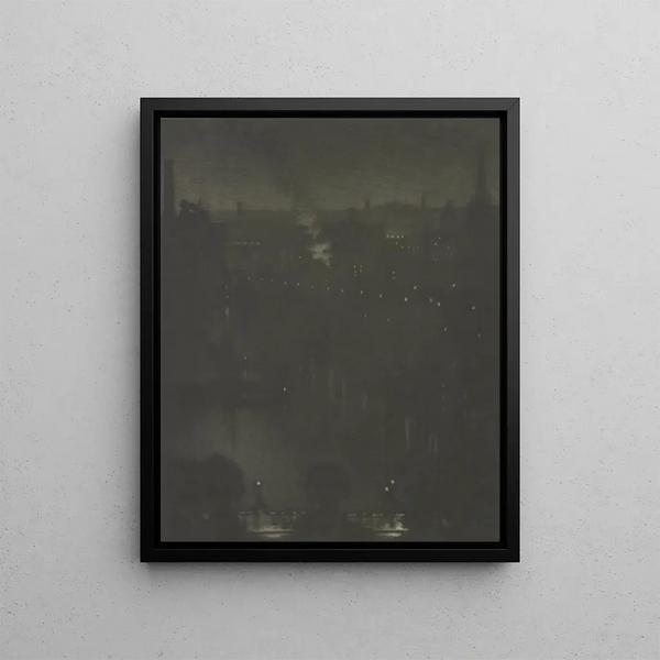 Pont de Charing Cross la nuit - Joseph Pennell — kehystetty taideteos seinällä