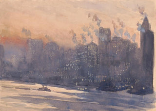 Joseph Pennell - New York City harbor and skyline at night.webp