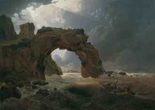 Joseph Rebell - Meeressturm beim Arco di Miseno bei Miliscola mit Blick gegen Nisida.webp