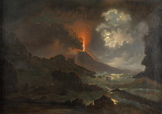 Joseph Rebell - Vesuvausbruch bei Nacht mit Blick auf die Scuola di Virgilio.webp