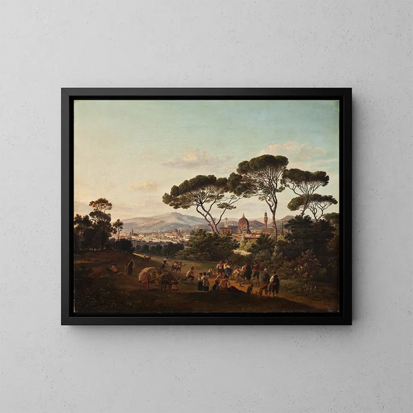 Florence-näkymä - Joseph Steingrübel — kehystetty taideteos seinällä