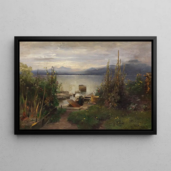 Joseph Wopfner - Blumengarten und Fischer auf der Fraueninsel.webp