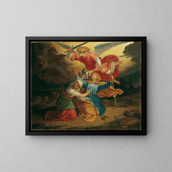 La Tentation de sainte Gudule - Joseph von Führich — kehystetty taideteos seinällä