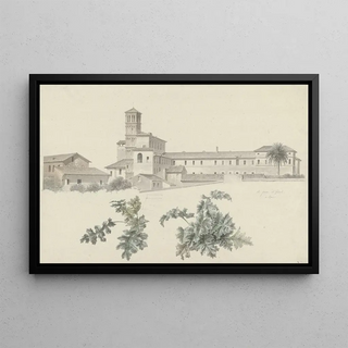 Josephus Augustus Knip - The Basilica of Santi Giovanni e Paolo in Rome with Two Studies of Plants.webp