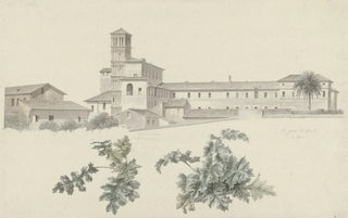 Josephus Augustus Knip - The Basilica of Santi Giovanni e Paolo in Rome with Two Studies of Plants.webp