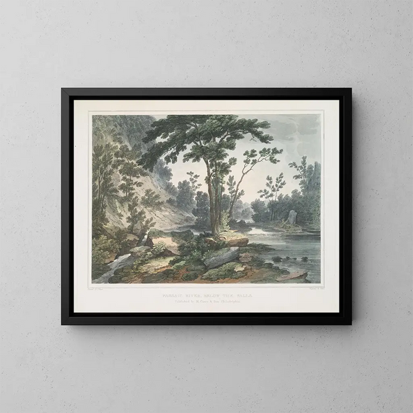 La rivière Passaic en dessous des chutes - Joshua Shaw — kehystetty taideteos seinällä