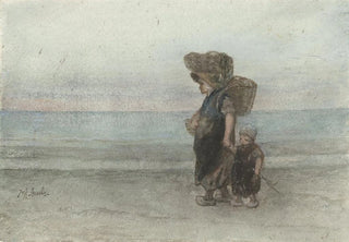 Jozef Israls - Vrouw met kind lopend over het strand.webp