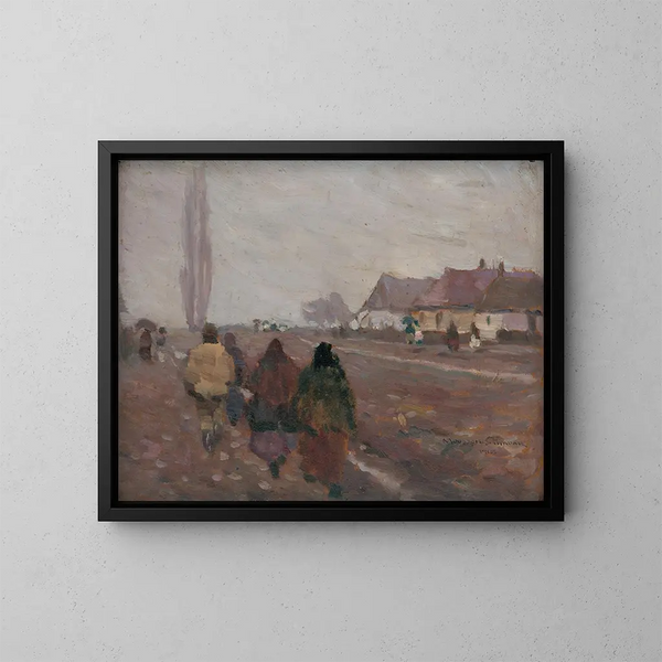 Sur la route du marché de Michalovice - Jozef Teodor Mousson — kehystetty taideteos seinällä
