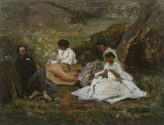 Perhekokous Bourron-Marlotte - Jules Breton — näkymä teoksesta