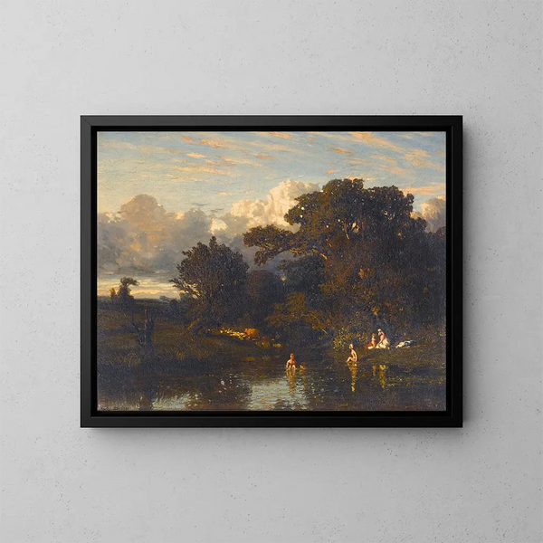 Les Baigneuses - Jules Dupré — kehystetty taideteos seinällä