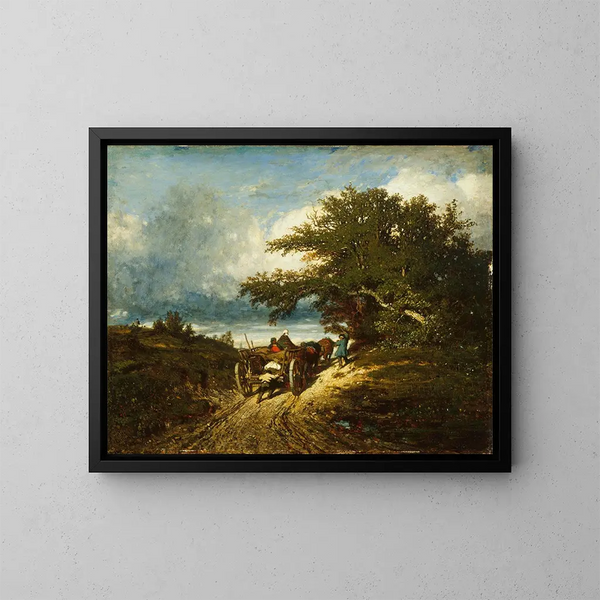 Sur la route - Jules Dupré — kehystetty taideteos seinällä