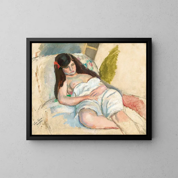 Nainen levossa - Jules Pascin — kehystetty taideteos seinällä