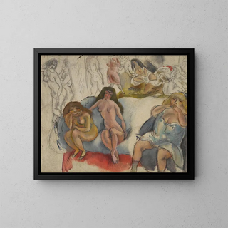 Naiselliset naiset - Jules Pascin — kehystetty taideteos seinällä