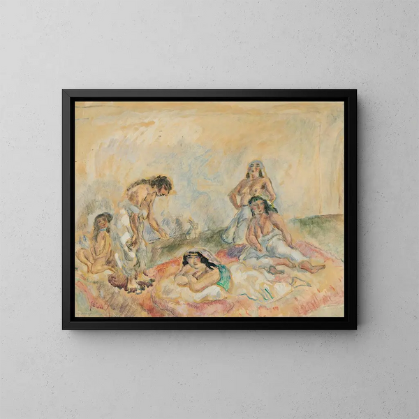 Naiset salongissa - Jules Pascin — kehystetty taideteos seinällä
