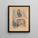 Hermine David, la robe bleue - Jules Pascin — kehystetty taideteos seinällä