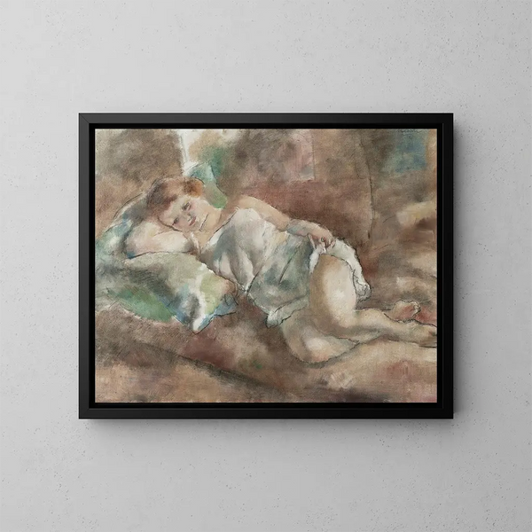 Le repos du modèle - Jules Pascin — kehystetty taideteos seinällä