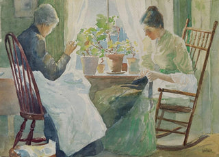 Julian Alden Weir - Two Women Sewing.webp