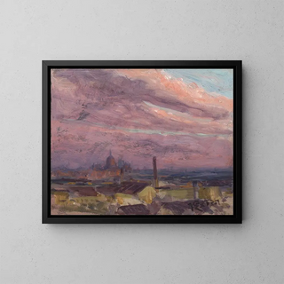 Ciel du soir sur Munich - Julius Exter — kehystetty taideteos seinällä