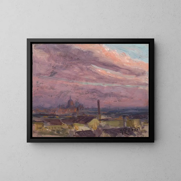 Ciel du soir sur Munich - Julius Exter — kehystetty taideteos seinällä