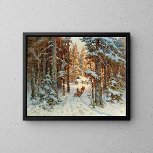 Metsästäjät palaamassa kotiin - Julius Sergius Klever — kehystetty taideteos seinällä