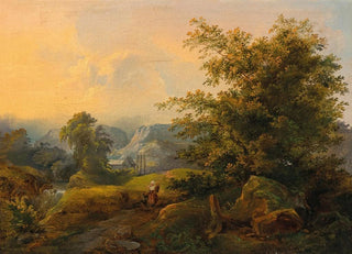 Julius Theodor Gruss - A Landscape with Figural Staffage.webp