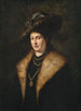 Portrait d'une dame en robe sombre avec un manteau bordé de fourrure - Julius Victor Carstens — näkymä teoksesta