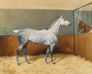 Un cheval gris tacheté - Julius von Blaas — näkymä teoksesta