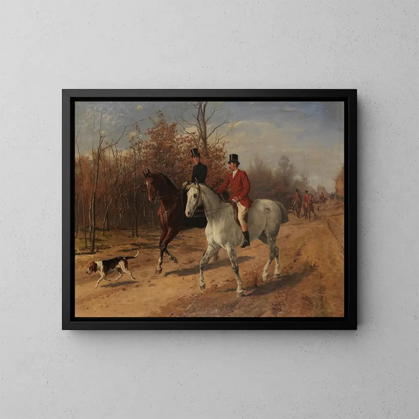 Sortie pour la chasse à courre - Julius von Blaas — kehystetty taideteos seinällä