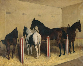 Hevoset tallissa - Julius von Blaas — näkymä teoksesta
