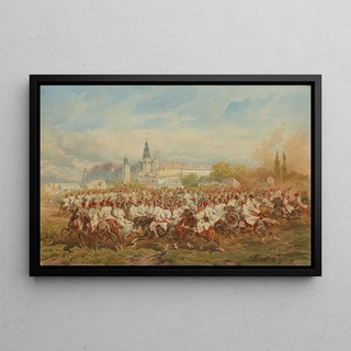 Juliusz Kossak - Krakow Cavalry Honour Escort Accompanying the Emperor on His Ride Through the Bonia Meadows.webp