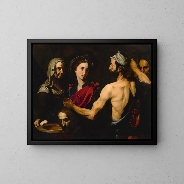 Salomé-maalaus ja pyhän Johannes Kastajan pää - Jusepe de Ribera — kehystetty taideteos seinällä