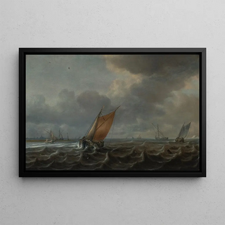 Justus de Verwer - Ships on the Haarlemmermeer with additional vessels in the distance.webp