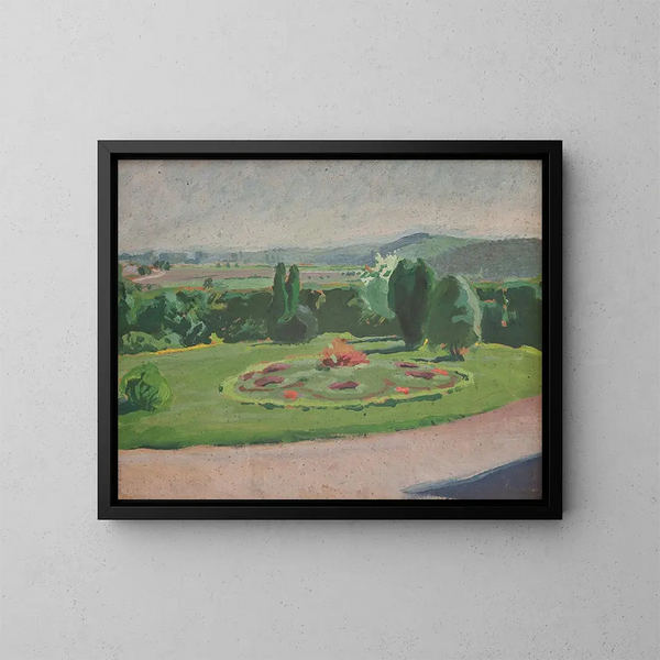 Parterre de fleurs devant le manoir - Józef Mehoffer — kehystetty taideteos seinällä