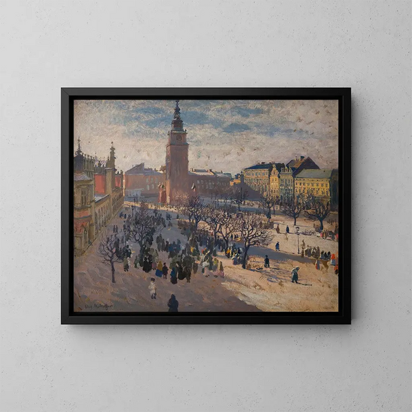 Place du marché principal à Cracovie - Józef Mehoffer — kehystetty taideteos seinällä