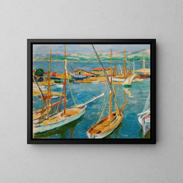 Port de Saint-Tropez - Józef Pankiewicz — kehystetty taideteos seinällä