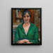 Portrait d'une femme portant un pull vert - Józef Pankiewicz — kehystetty taideteos seinällä