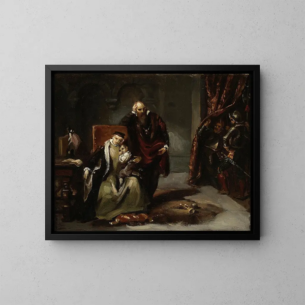 Catherine Jagellon avec son fils Sigismond emprisonné au château de Gripsholm - Józef Simmler — kehystetty taideteos seinällä