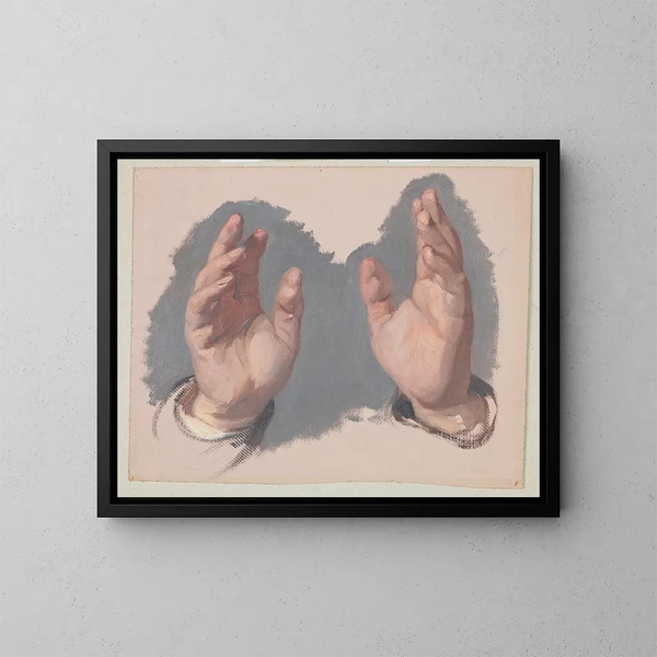 I Study of the bishop's two hands for the Maalaus The Oath of Queen Jadwiga - Józef Simmler — kehystetty taideteos seinällä