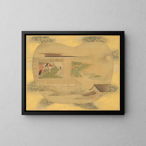 "Scène du Dit du Genji" - Kanō Tsunenobu — kehystetty taideteos seinällä