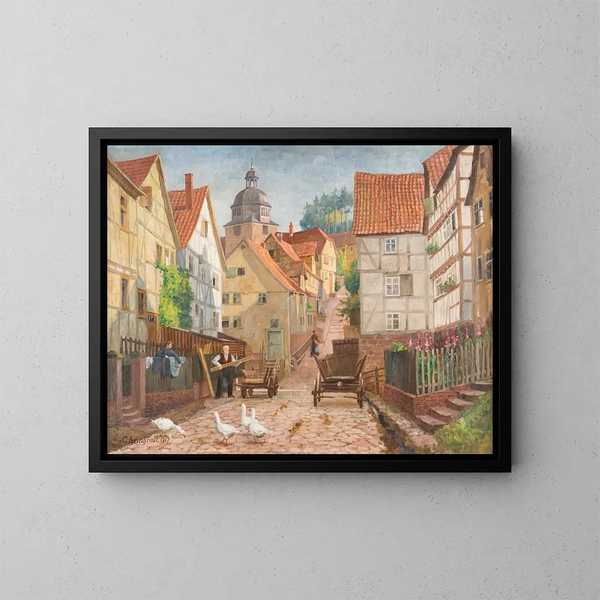 Allée dans la ville historique de Marbourg - Karl Armbrust — kehystetty taideteos seinällä