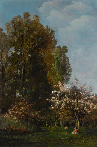 Karl Daubigny - A figure seated beneath a cherry tree.webp