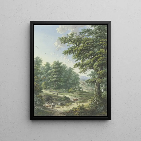 Karl Franz Kraul - Umzunter Weideplatz im Wald im Vordergrund eine Viehtrnke.webp