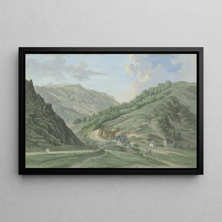 Karl Franz Kraul - Wiesental bei einer Brcke mit einer Husergruppe.webp