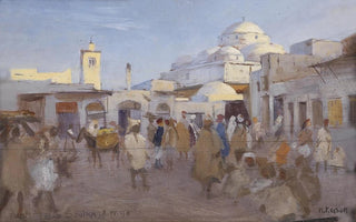 Karl Friedrich Gsur - Straenszene im Sonk von Tunis.webp